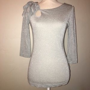 Deletta Blue Shimmer 3/4 Sleeve Top Size Small